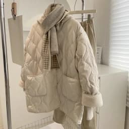 Warm Lamb Fur Splicing Lightweight Diamond Grid Winter Korean Loose Small Fragrance Style Diamond Grid Cotton Jacket Women