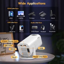 XGODY Gimbal 3 Pro Portable Projector, Native 720P 300 ANSI 4K Supported, Android 14 WiFi 6 BT 5.4, Vertical Auto Keystone Correction Wireless Mirroring, 20-120 Inch Camping Movie Gaming Projector with HDMI USB