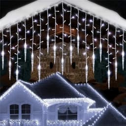 Holiday Icicle String Lights 3.2M 8 Modes Garden Yard Patio Window Roof Eaves Decor Warm White Multicolor Christmas Party Lights