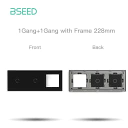 BSEED EU Standard Touch Light Switch Panel With Wall Socket Frames 228mm Metal Base Included Glass Frame Without Switch Part