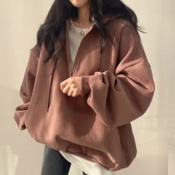Women Hoodie Harajuku Loose Oversized Solid Color Top Half Zip Up Sweatshirt Female Casual Long Sleeve Pocket Hooded Coats 2025