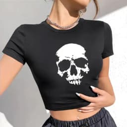 Gothic Women's Pattern T-shirt Summer Y2K Street Clothing Gothic Angel Skull Short Sleeve Top T-shirt