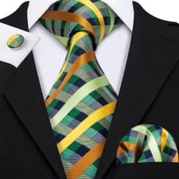 Hi-Tie Silk Wedding Tie For Men Blue White PlaidHandky Cufflink Set Fashion Designer Necktie For Men Business Party Dropship