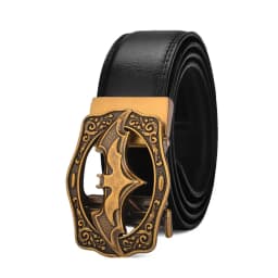 Vintage Bat Silver Gold Automatic Buckle Belt for Men Genuine Leather Plus Size Big 120 130 140 150 160 170cm Brown Black Belts