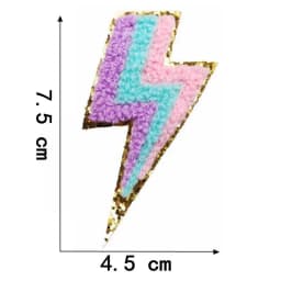 10pcs Set Chenille Self-Adhesive Patches Shiny Glitter Base Lightning Star Rainbow Patch for Bags Hats Jackets Clothing