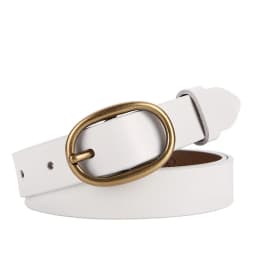 Women's Genuine Leather Belt 2.3cm Wide Two-Layer Cowhide Metal Pin Buckle Simple Fashion for Jeans