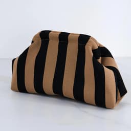 Women's Striped Beach Clutch Bag Versatile Small Woven Crochet Handbags Purses Knitting Dumpling Clutch Casual Bag