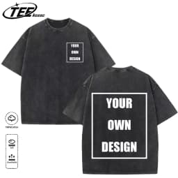 Custom Your Logo Print Summer Cool Snow Wash T-Shirt Cotton Casual Loose Short Sleeve Fashion Retro Tee Soft Couple Streetwear