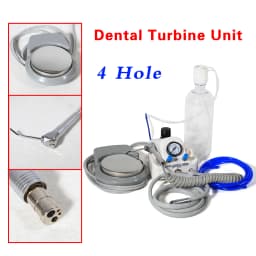 Portable Dental Air Turbine Unit Working with Compressor Triple Spray Syringe Bottle & Pedal 2/4 Holes Dentist Cleaning Tools