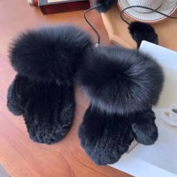 Real Rex Rabbit Fur Gloves For Women Winter Plush Thickened Warm Real Fur Gloves Handmade Knitted Fur Gloves Keep Warm Mittens