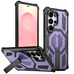 Armor Case For Samsung Galaxy S26 S25 S24 Ultra Plus 25 FE S24FE Coque For Magsafe Wireless Charging Magnetic Metal Stand Cover