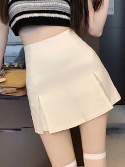 White Suit ort Skirt Women's Small Size Summer High Waist Slimming Design Anti-Light Split A-Line Skirt Pants