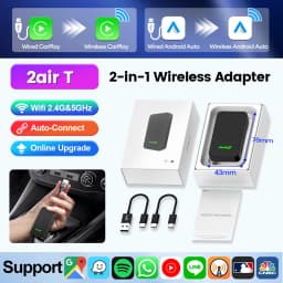 Carlinkit 5.0 2air Wireless CarPlay Android Auto Wireless Adapter 2in1 Plug and Play Auto Connection 5.8Ghz WiFi Bluetooth GPS