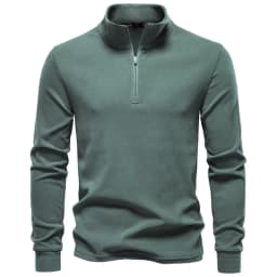 2025 New Men's Stand-Up Collar Half-Zip Long-Sleeve Fleece Sweatshirt Autumn Winter Warm Base Layer European Size