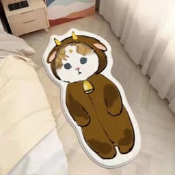 VIKAMA Cartoon Cat Carpet, Plush And Warm Bedside Blanket, Cute And Girlish Bedroom, Children's Room Carpet, Home Decoration