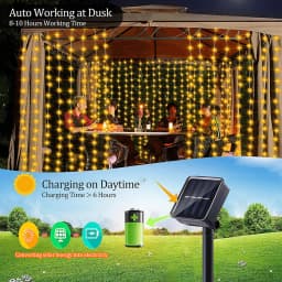 300Leds Solar Curtain String Light Outdoor Waterfall Garland Fairy Lights Garden Halloween Christmas Decoration Holiday Lighting
