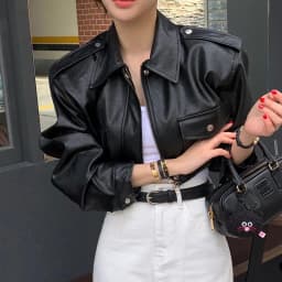 Casual Style Short Leather Jacket Women's Zipper Collar Fashionable Versatile Design Korean Style Early Spring 2026