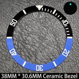 Sloping 38mm * 30.6mm Ceramic/Aluminum Blue Luminous Bezel GMT and Diving Watch Insert Fit for 40mm Watch Case Replacement Watch