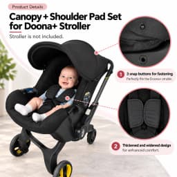 3-Piece Replacement Canopy & Shoulder Pads Compatible With Doona+ Car Seats And Strollers - Soft Fabric Thickened Design