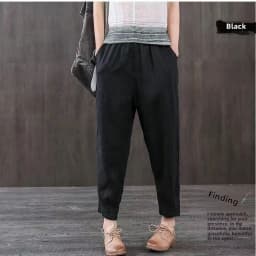 New Women's Casual Pants Thin Loose Cotton Linen Nine Points Harlan Bla Mom Straight Leg Pants Spring Summer High Waist
