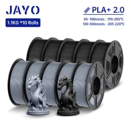 JAYO 3D Filament PLA + 2.0 10 Rolls Upgrade PLA plus 3D Printer Filament Neatly 3D Printing Material For FDM Multicolor