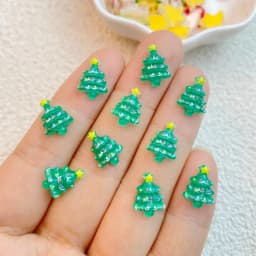 50Pcs New Cute Resin Mini Christmas Snowman, Tree, Old Man Collection Flat Back Manicure Parts Embellishments For Hair Bows