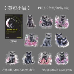 20Pcs Cute Magic Black Cat Decorative Sticker Pack Aesthetics Collage Scrapbooking Label Diy Diary Album Junk Journal Planner