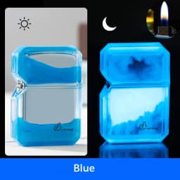 Luminous quicksand fluorescent gas lighter windproof creative transparent shell cigarette accessories give boyfriend trendy gift