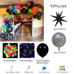 1Set Neon Balloons Neon Glow UV Glow Balloons Garland Arch Kit Fluorescent Globos Blacklight Birthday Party Decor Baby Shower