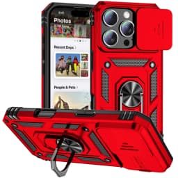 Ring Stand Rotating Slide Camera Lens Military Grade Armor Case for iPhone 17 16 E 14 13 12 11 15 Pro Max Plus Mini Cover
