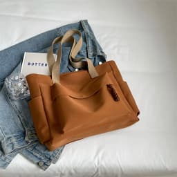 Nylon Tote Bag with Multiple Pocket Lightweight Foldable Design for Office Commute Shopping Fitness Storage Handbag Shoulder Bag