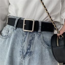 2024 PU Leather Belt for Women Square Buckle Pin Buckle Jeans Black Belt Chic Luxury Brand Ladies Y2k Belt Female Waistband
