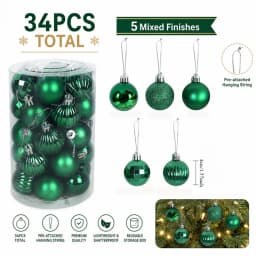 34Pcs/Box 4cm Christmas Ball Decoration Xmas Tree Pendent Ornaments for Home Decor Navidad New Year 2026 Party Gift Supplies
