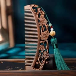Wood Exquisite Carving Lotus Comb Anti-Static Beard Comb Handicraft Hair Styling Gift's Gift Natural Sandalwood Combs Solid