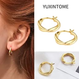 Pave Micro Crystal North Star Hoop Earrings Punk 925 Sterling Silver Ear Needle Twist Gold Earrings For Women Minimalist Jewelry