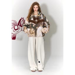 ELFSACK Magical Unicorn Jacket for Women – Cute Ruffled Bow, Lace & Polka Dot Design, Cozy Winter Streetwear Coat
