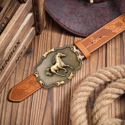 Golden Galloping Horse Belt Exquisite Carved Large Plate Buckle Alloy Buckle for Both Men and Women - Irregular Pattern Carved F