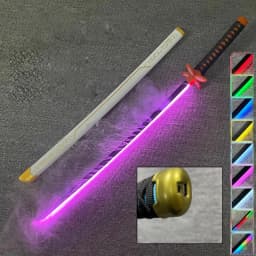 40in Demon Slayer Agatsuma Zenitsu Katana LED Mist Original Sabre Vapor Cosplay Accessories Prop Wood Schwert Vapour Toy Gift