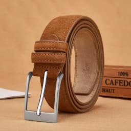 Sude Belt Cowskin Genuine Leather For Man And Lady With Oxford Fabric Strap Genuine Leather Luxury Pin Buckle Blue Gray Belts