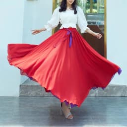Both Sides Can Wear Dance Skirt Women Double Chiffon Skirts Elastic Waist Lace-up Maxi Skirts Elegant Female Big-hem Skirts 2026