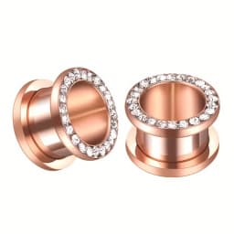 1 Pair Double Flare Stainless Steel Tunnel Specification Screw Gemstone Rhinestone Tunnel Plug Tensioner Jewelry 8G-5/8"