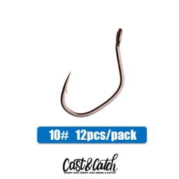 Cast&Catch Single Hook 12pcs High Carbon Steel Multiple Sizes Soft Bait Panfish Finesse Fishing Gear