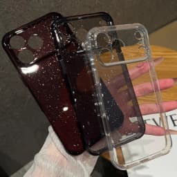 Bling Glitter PC TPU Hybrid Case for Apple iPhone 18 17 16 15 Pro Max Hard Clear Transparent Lens Protection Soft Bumper Cover