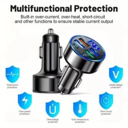 300W PD Car Charger QC3.1 Fast Charge 4USB+2PD Ports Car Cigarette Lighter Plug Car Charger Flash Charge with Digital Display