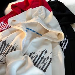 Y2K Kawaii Devil Horn Tail Hip Hop Badge Print Hoodies Cardigan Couples Street Loose Casual Zip Up Sweatshirt Harajuku Clothes
