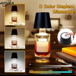 AITHEA Wireless Wine Bottle Cork Lamp Touch Control Dimmable LED Desk Light USB C Charging for Home Bar Decor