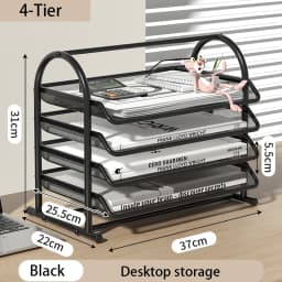 Sliding Paper Tray Organizer Metal Mesh Desktop File Storage Rack Document Letter Holder for Office Home School Classroom