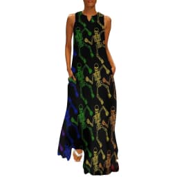 Skeleton Print Dress Spring Horror Monsters Street Style Bohemia Long Dresses Womens Night Club Maxi Dress Birthday Gift