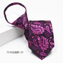 New 7cm Mens Tie Pre-tied Easy Wear Neck Tie Business Wedding Zipper Lazy Pre-tied Korean Style Striped Plaid Solid Necktie