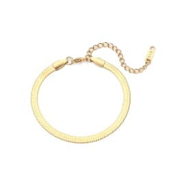 E.B.belle Steel 18k Gold Plated Flat Snake Chain Bracelets Bangles For Women Herringbone Chain Accessories Jewelry Gift